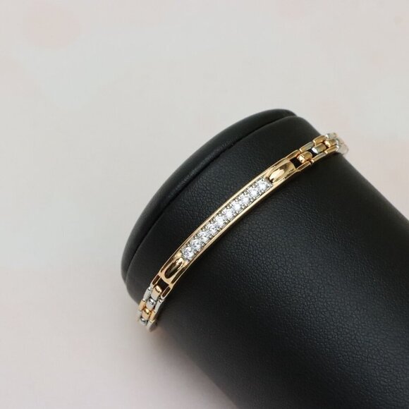 Elegant Rose Gold and Silver Bracelet with Sparkling CZ Accents, XPBL0691 - Picture 6 of 12